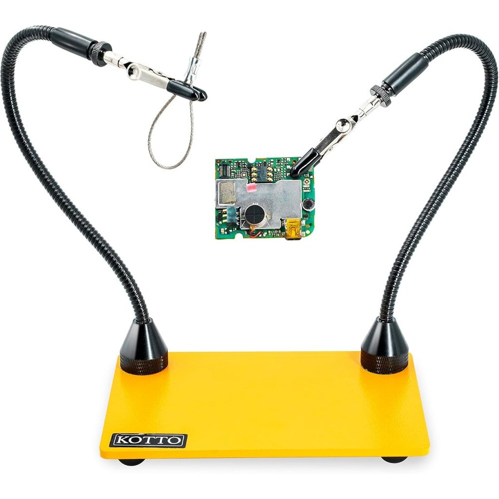 Third Hand Soldering Tool PCB Holder Two Magnetic Based Flexible Metal Arms Help